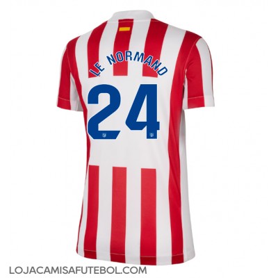 Camisa de Futebol Atletico Madrid Robin Le Normand #24 Equipamento Principal Mulheres 2025-26 Manga Curta Camisa de Futebol Atletico Madrid Robin Le Normand #24 Equipamento Principal Mulheres 2025-26 Manga Curta